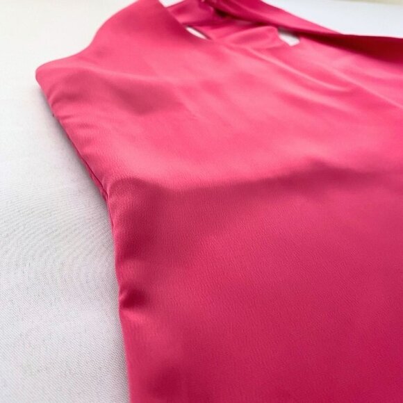 4TH + RECKLESS FUCHSIA PINK SLEEVELESS SIDE SLIT SATIN EVENING DRESS - S - Picture 9 of 11